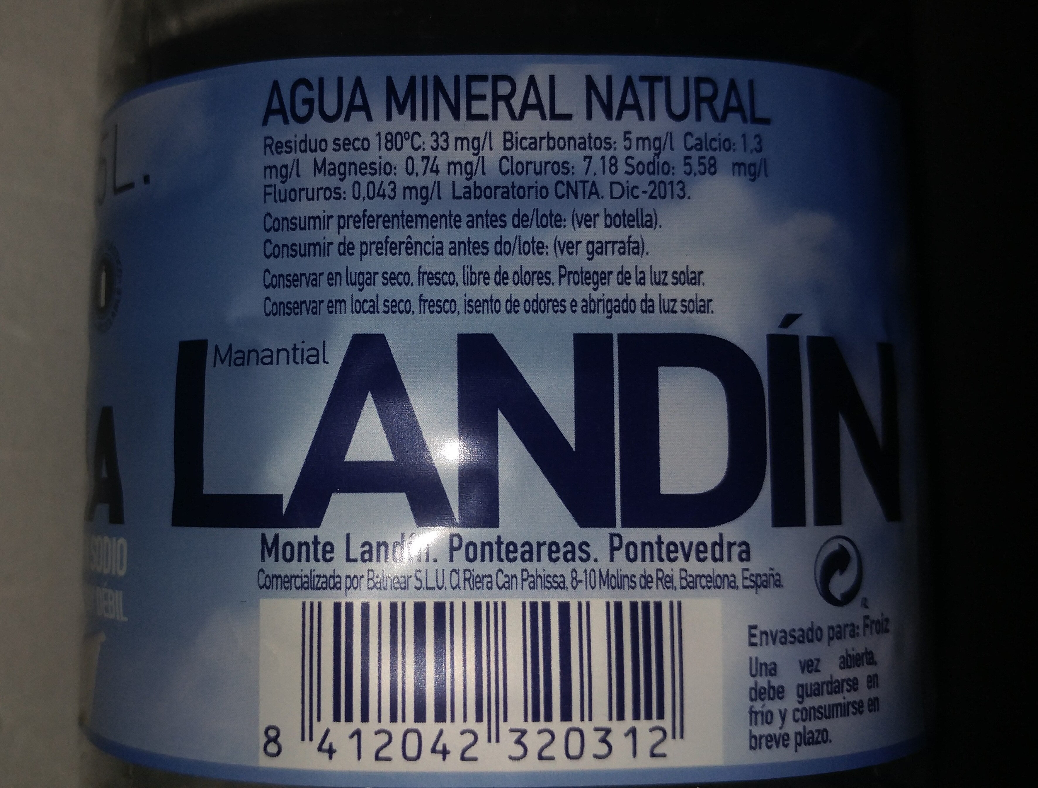 Agua Mineral Natural - Ingredients - es