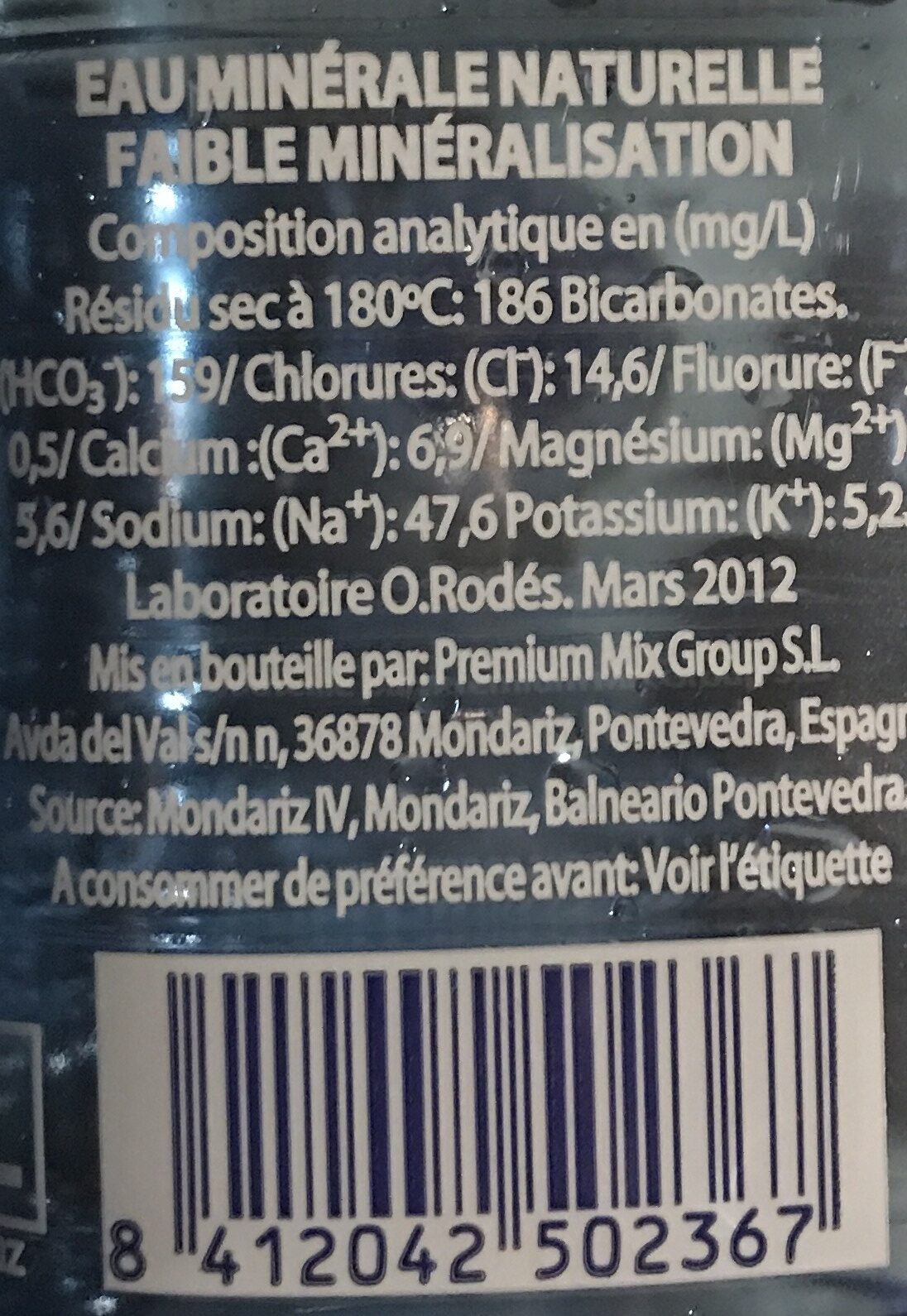 Agua mineral - Ingredientes - fr