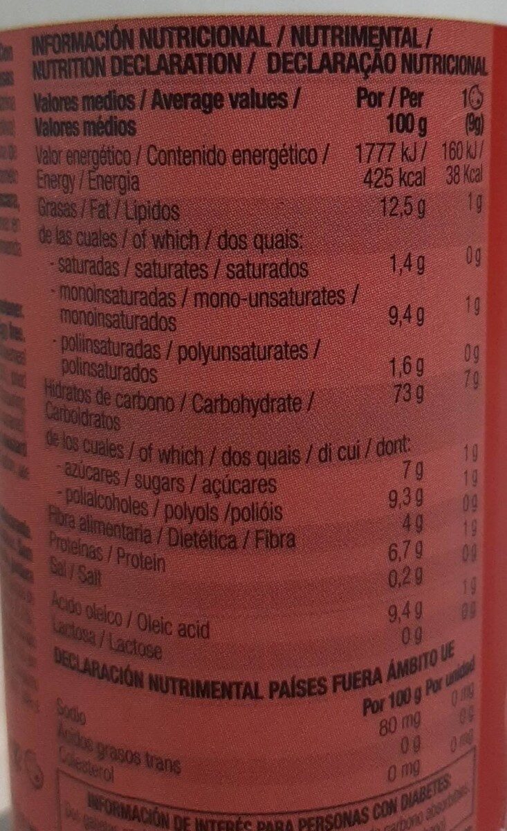 Galletas Integrales Arándanos 0% Azúcares Añadidos - Información nutricional