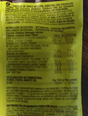 Tortitas choco - Informació nutricional - es