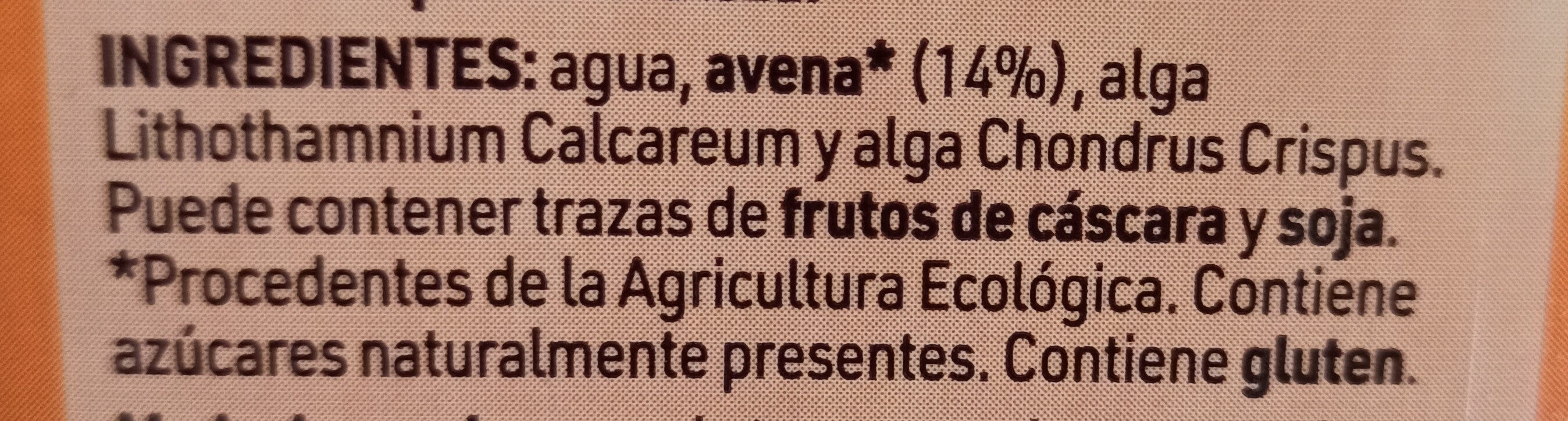 Bebida Avena con Calcio Biológica - Ingredientes
