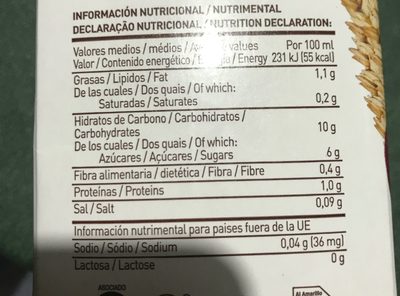 Boisson Epautre - Nutrition facts - fr