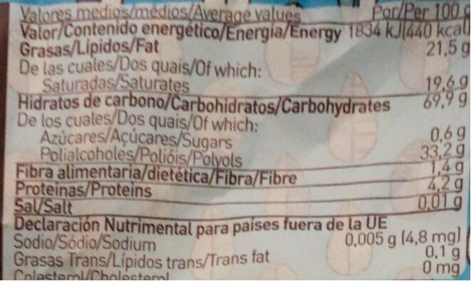 Barquillos Rellenos Sabor Coco - Nutrition facts - es
