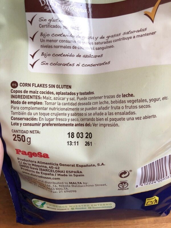 Corn flakes - Ingredients - es