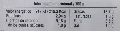 Hummus de aguacate - Nutrition facts - es