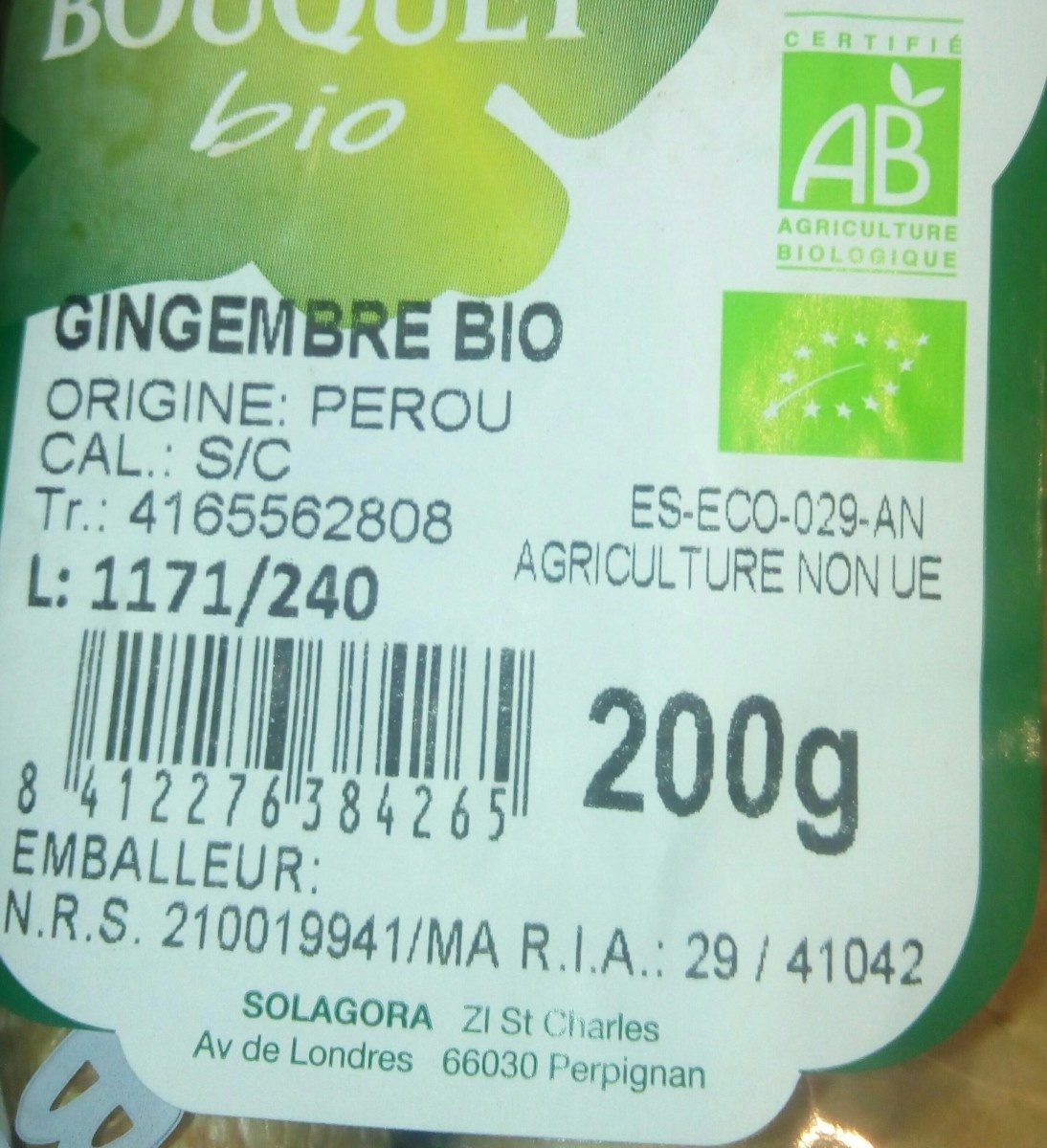 Gingembre Bio - Ingredients - fr