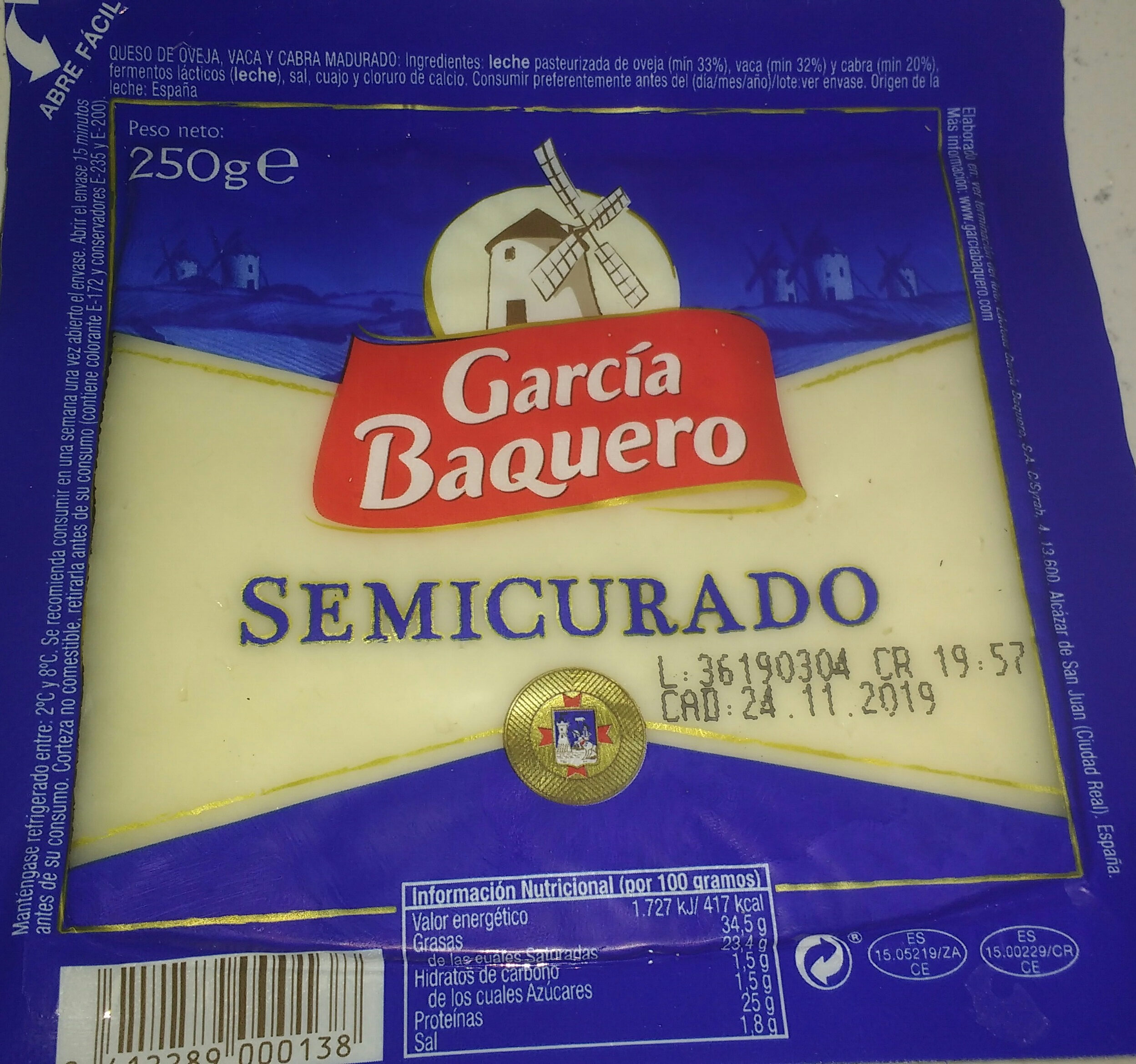 Queso Semicurado Cuña García Baquero - Producte - es