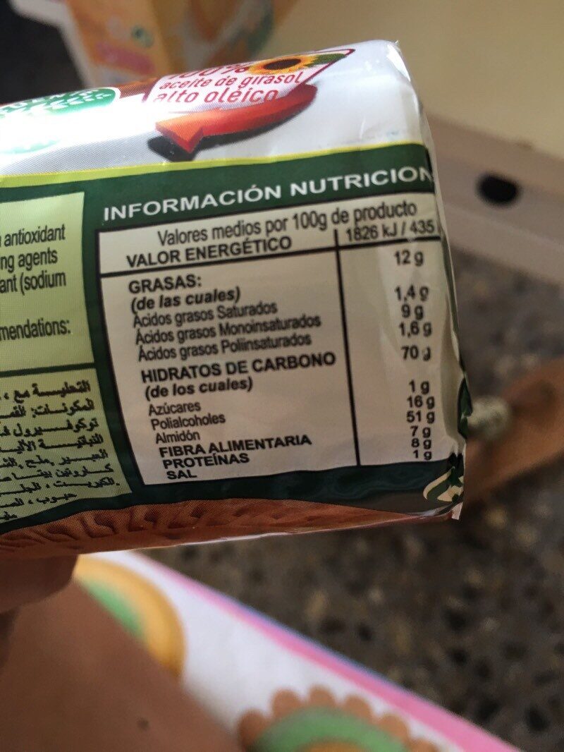 Galleta María 0% azúcares - Información nutricional