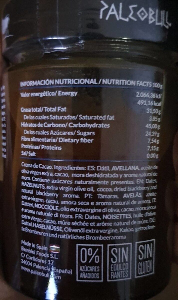 Ambrosía Mora - Nutrition facts - es