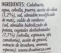 Crema de calabacín - Ingredientes