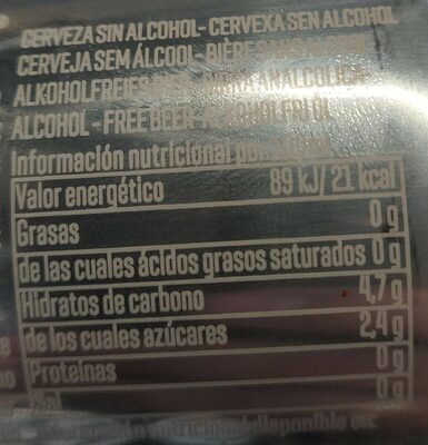 Estrella Galicia 0,0 - Informació nutricional