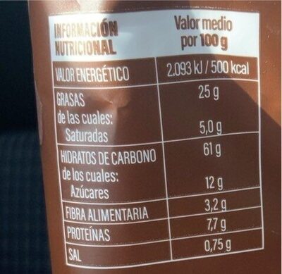 Rosquilletas chips de chocolatw - Informació nutricional - es