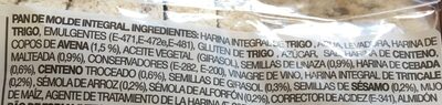Silueta pan de molde integral sin corteza cereales - Ingredients - es