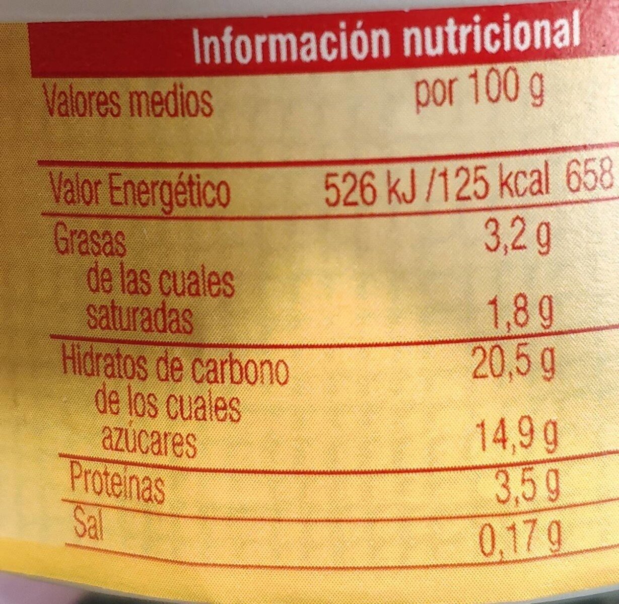 Natillas con galleta - Nutrition facts - es
