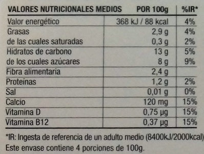 Almendra-Me-Up! Postre cremoso de almendra sabor vainilla - Nutrition facts - es