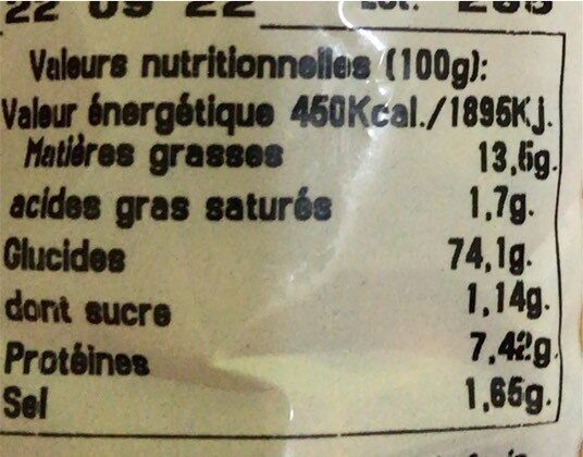 Maïs Grillé Salés - Nutrition facts - fr