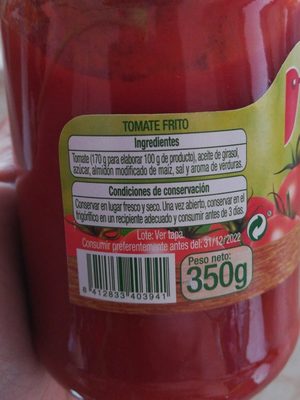 Tomate frito sans gluten - Ingredients - fr