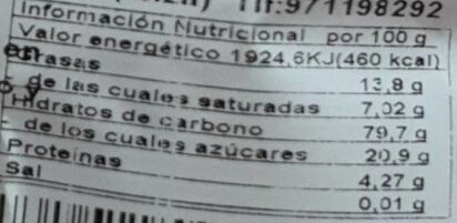 Frutos Secos Snack Palomitas Dulces - Información nutricional