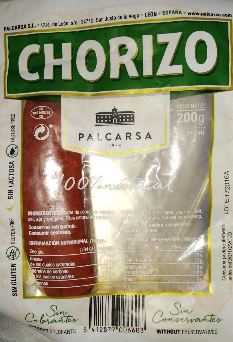 Chorizo 100% natural - Producto