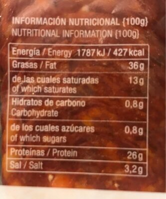 Chorizo picante de Leon - Nutrition facts - es