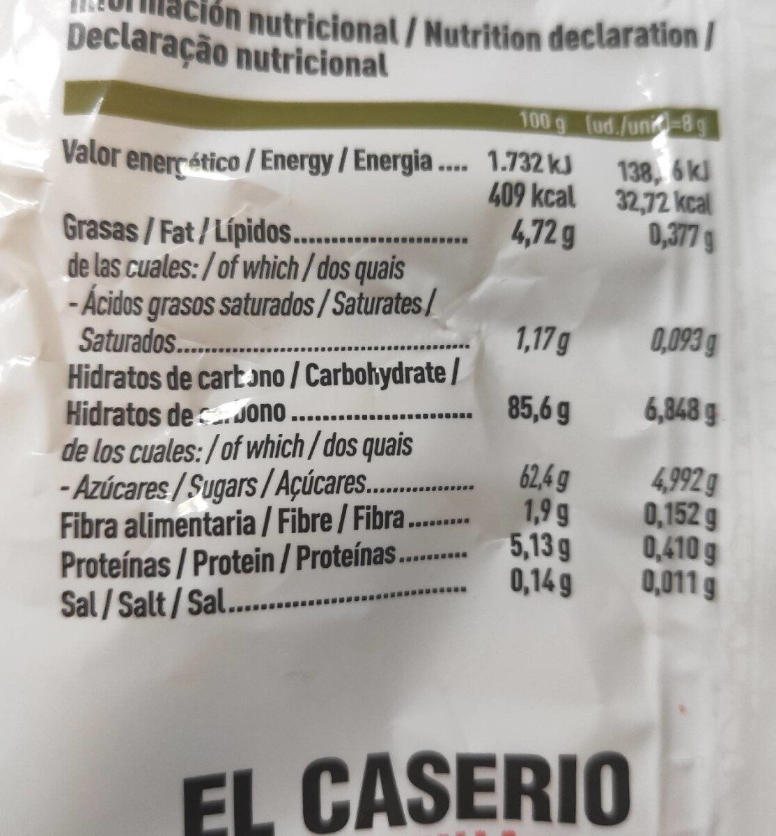 Caramelos con piñones - Nutrition facts - es
