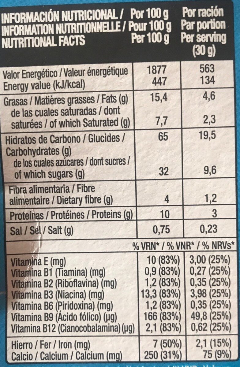 Saquitos chocolateados - Nutrition facts - es
