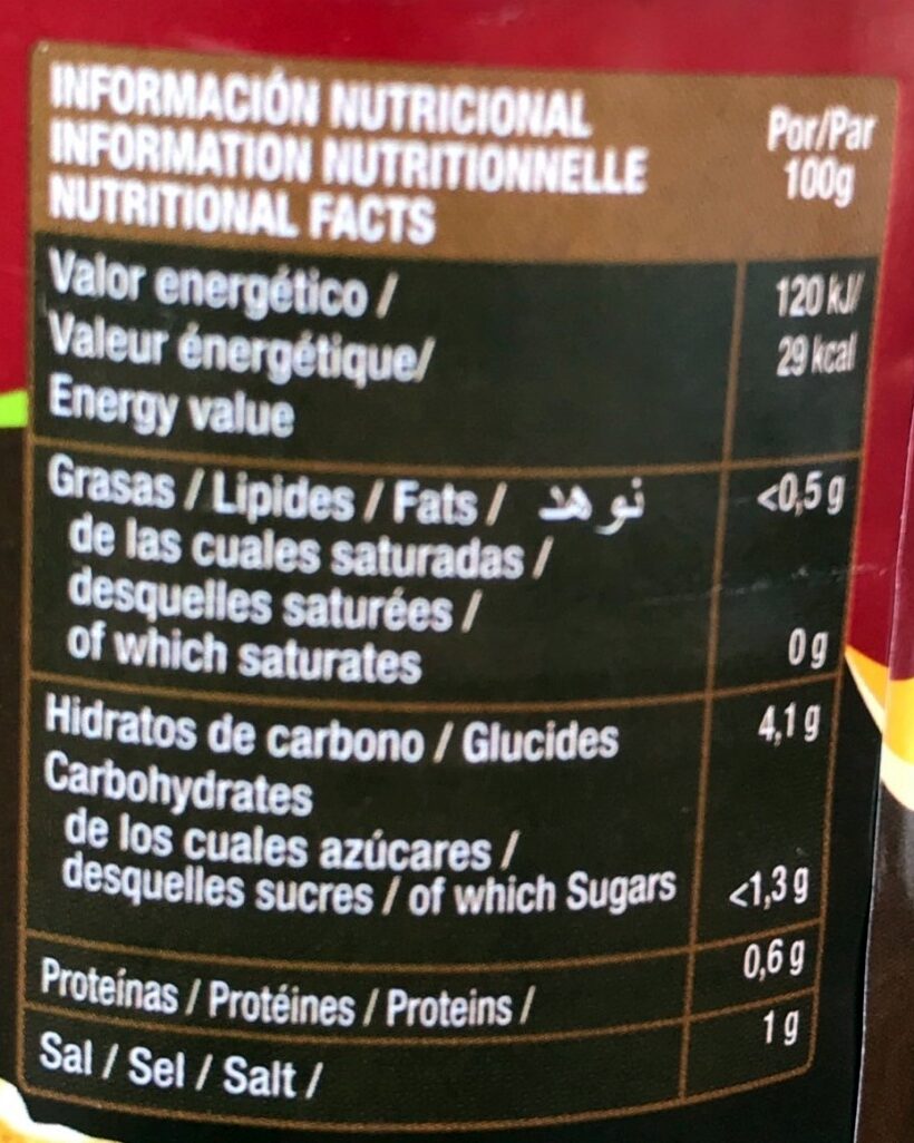 Rovellones - Información nutricional