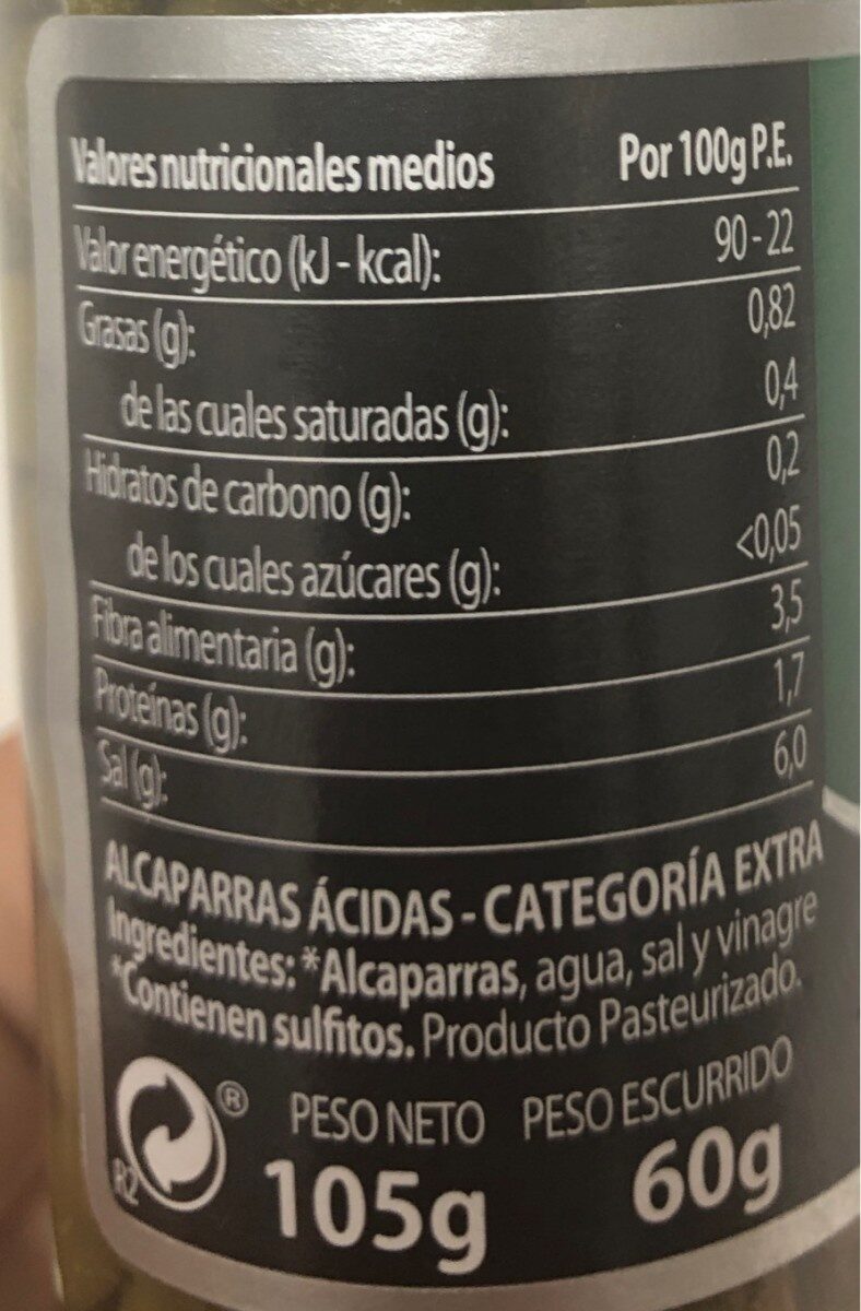Alcaparras - Nutrition facts - es