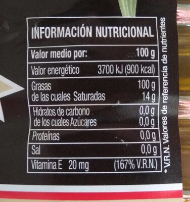Aceite de Oliva Virgen extra - Nutrition facts - es