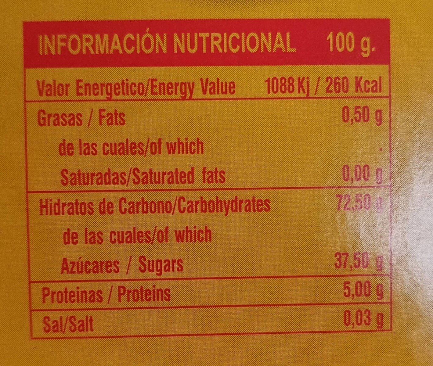 Orejones de albaricoque - Nutrition facts - es