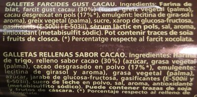 Galletas rellenas sabor cacao - Ingredients - es