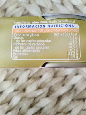 Atún claro en aceite de oliva - Informació nutricional - es