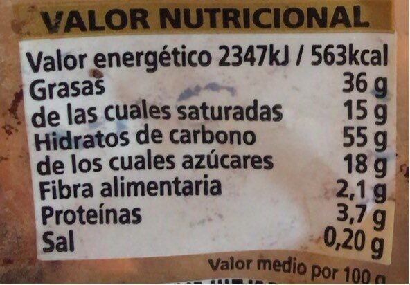 Almendras con chocolate negro - Nutrition facts - es