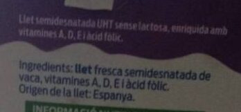 Leche sin lactosa semidesnatada - Ingredients - es