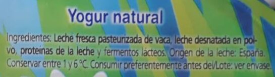 Iogurt natural - Yogurt natural - Ingredients - es