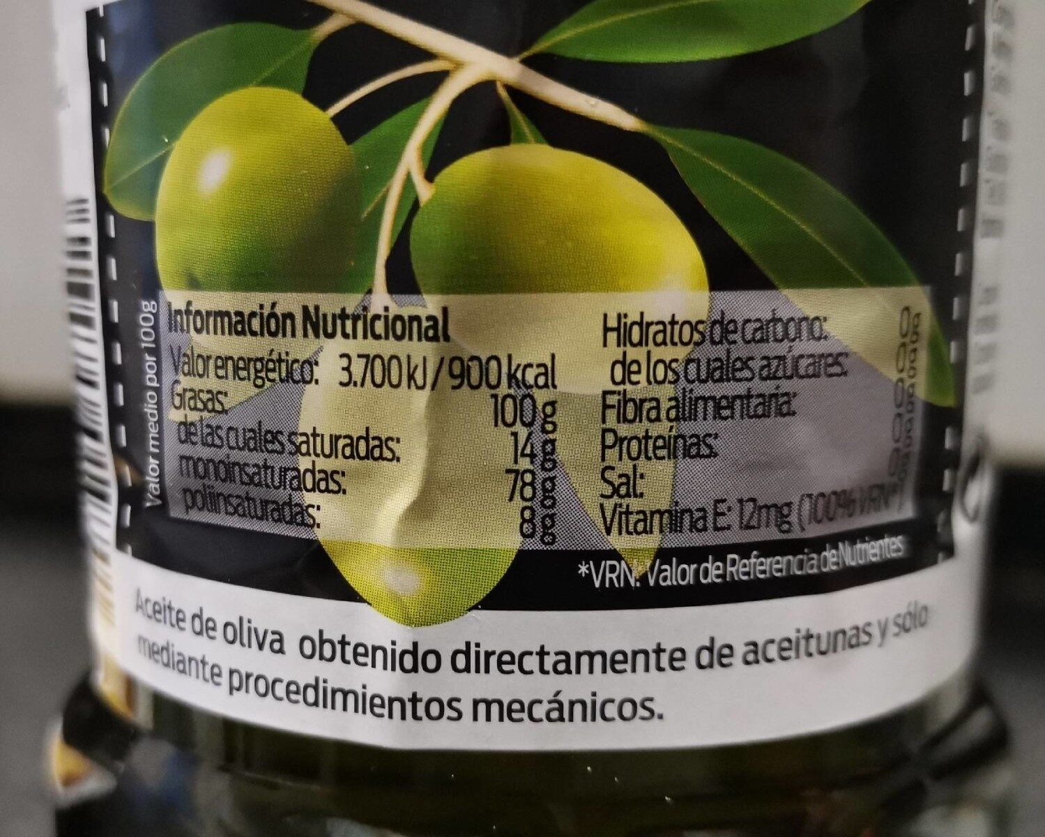 aceite de oliva virgen - Informació nutricional - es