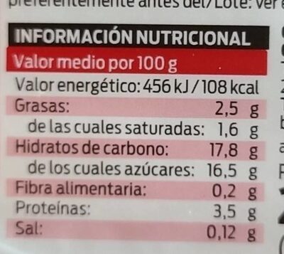Yogur con fresas - Informació nutricional - es