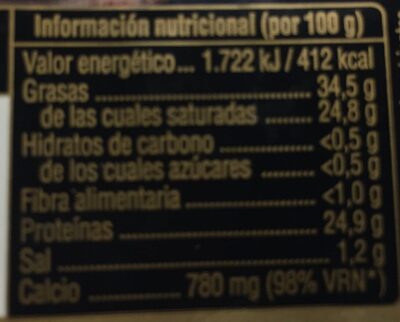 Queso de Oveja Ahumado - Tableau nutritionnel