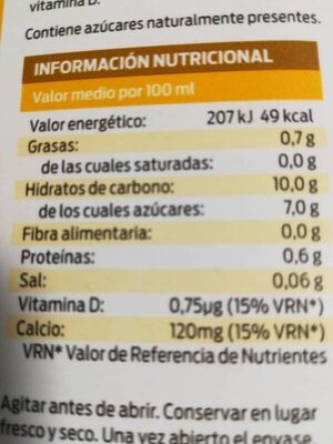 Bebida de avena - Informació nutricional - es