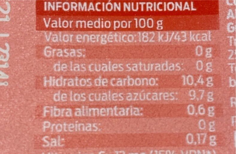 Gelatina 0% fresa - Informació nutricional - es