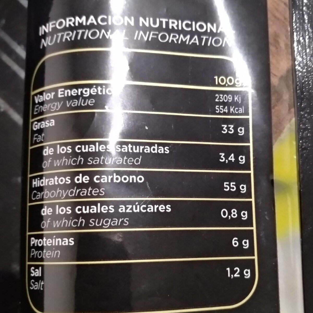 Patatas fritas - Nutrition facts - es