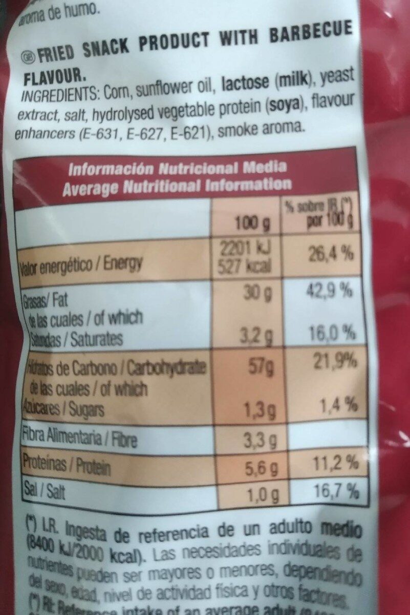 Fritos sabor barbacoa - Nutrition facts - es