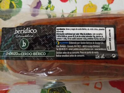 Chorizo de cerdo iberico - Product - es