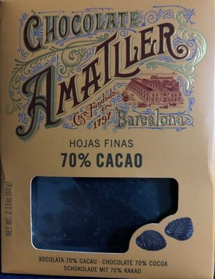 Hojas finas de chocolate 70% cacao - Produktua - es