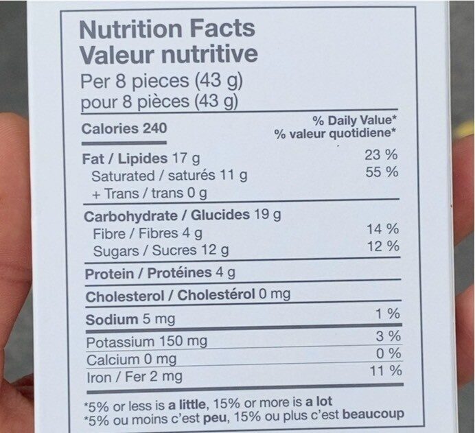 Xocolaters - Nutrition facts - fr