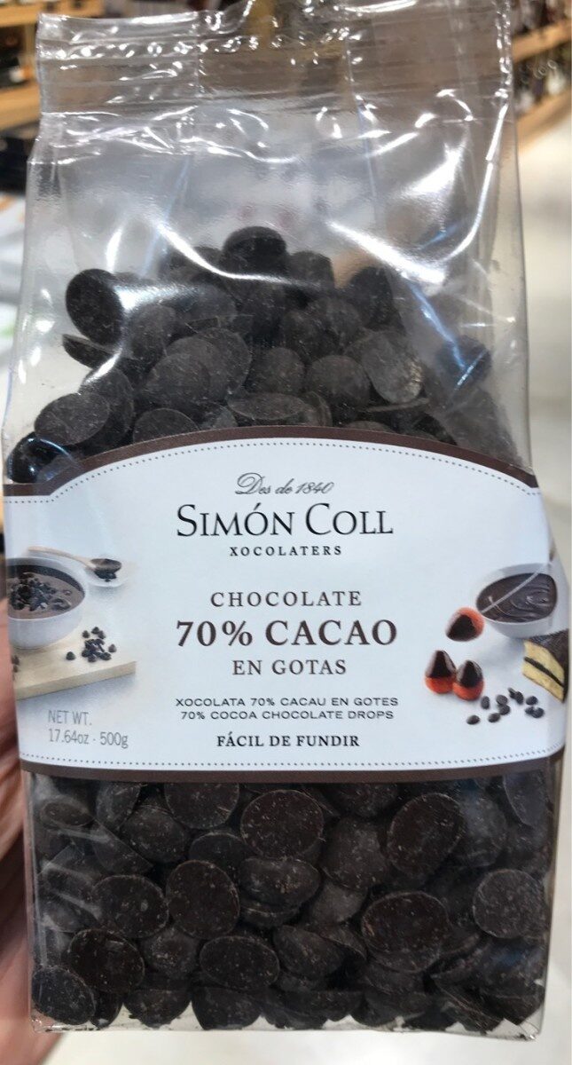 Chocolate 70% cacao en gotas - Producto