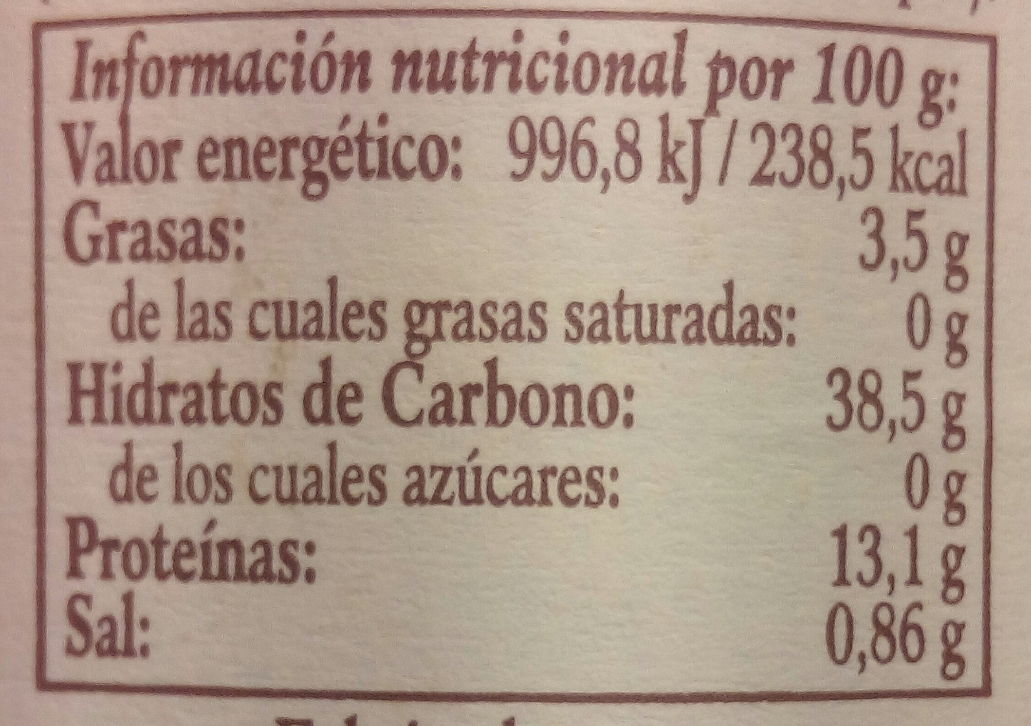 Garbanzanos al natural extra - Nutrition facts - es