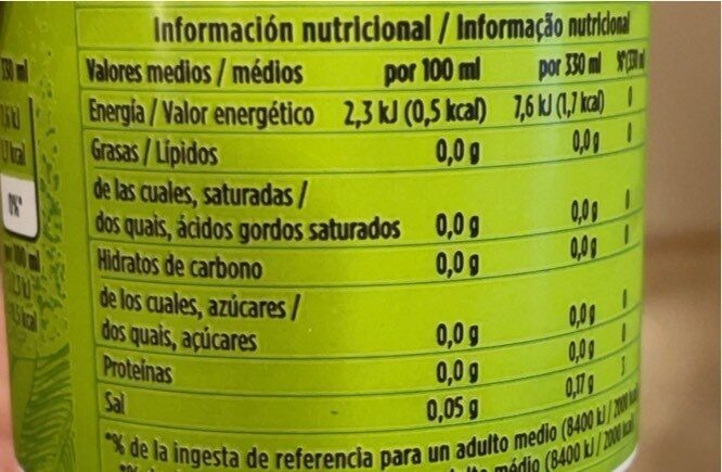 LIMÓN ZERO de corteza de limón - Información nutricional