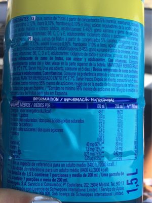 Sunny Delight Blue - Nutrition facts
