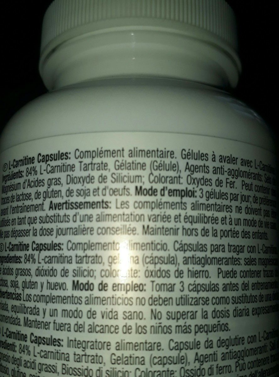 L-carnitine Capsules (100 Caps) - Ingredients - fr